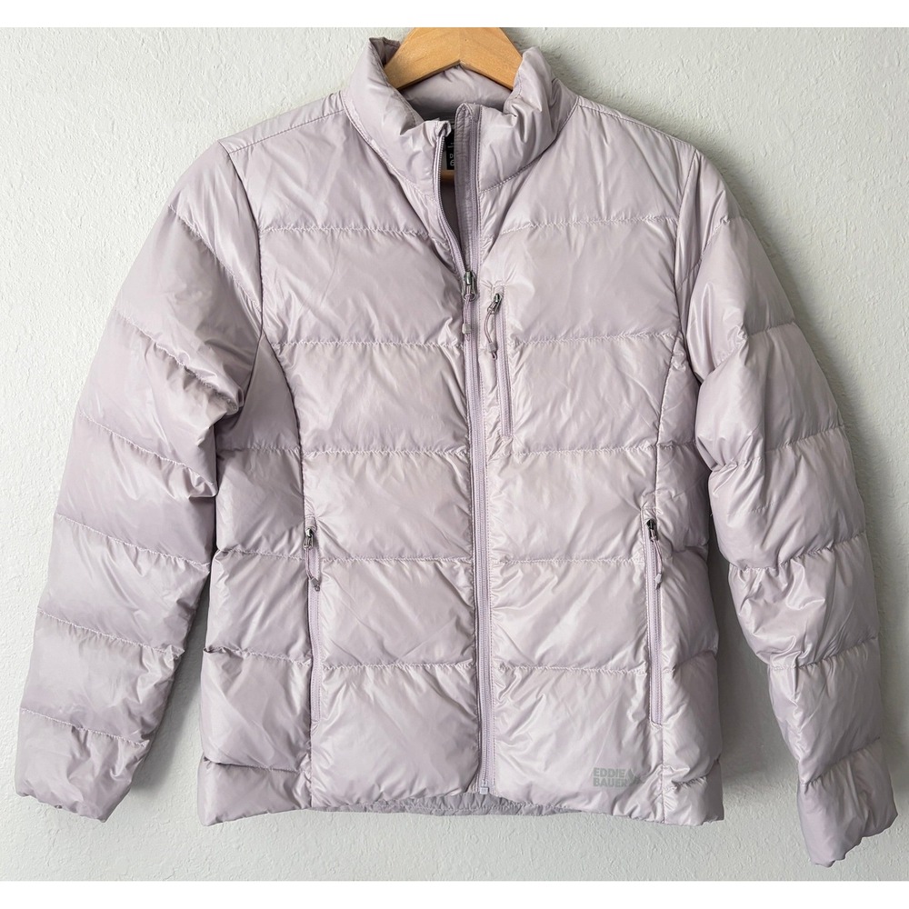 Eddie Bauer Womens 650 Down Puffer Jacket Small Lavender Winter Coat Pockets